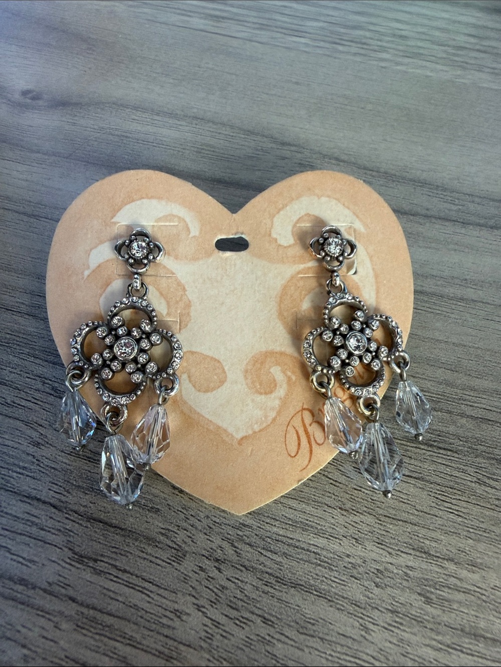 Brighton Silver-Tone Crystal Drop Filigree Earrings